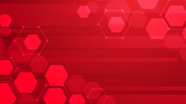 Intense red geometric hexagon pattern for medical science research or power energy concept