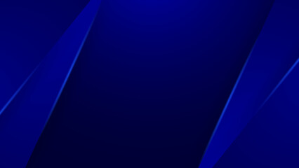 Obraz premium Professional dark blue background with elegant overlapping geometric shapes and glowing light streaks for corporate presentation
