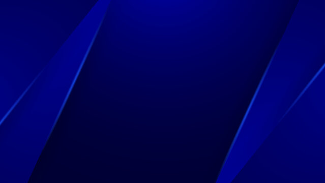 Professional dark blue background with elegant overlapping geometric shapes and glowing light streaks for corporate presentation