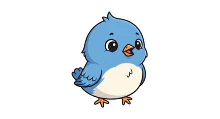 Cute cartoon blue bird illustration. © Sahl