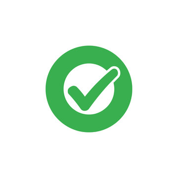 Green check mark inside a circle, simple graphic symbol for approval, success, or completion.