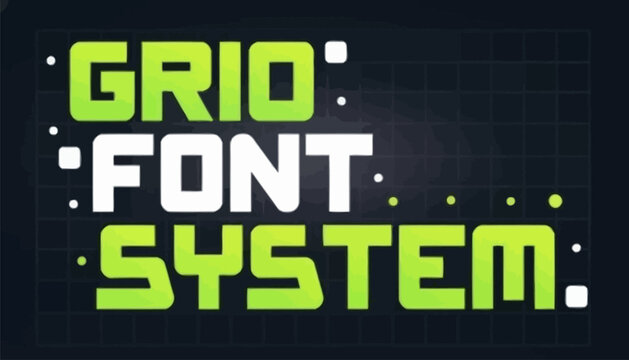 Grio font system text on grid background graphic design