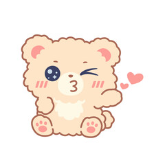 Fototapeta premium Cute Bear Character Blowing Kiss Expression Adorable Kawaii Cartoon Illustration