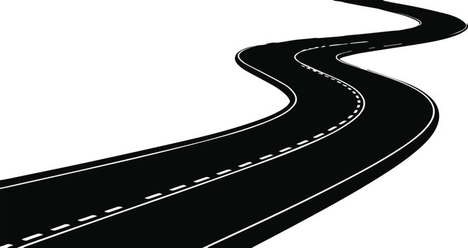 Curving two lane road used as navigation app element