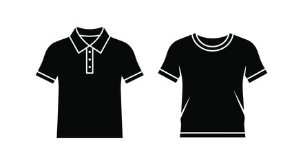 Naklejka premium Two black t shirts displayed a polo and a crew neck silhouette