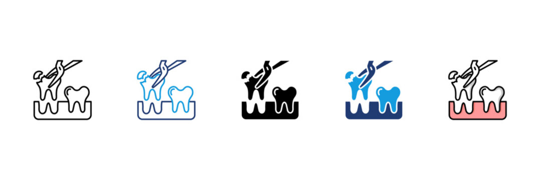 Tooth Extraction Icon Set Mul...