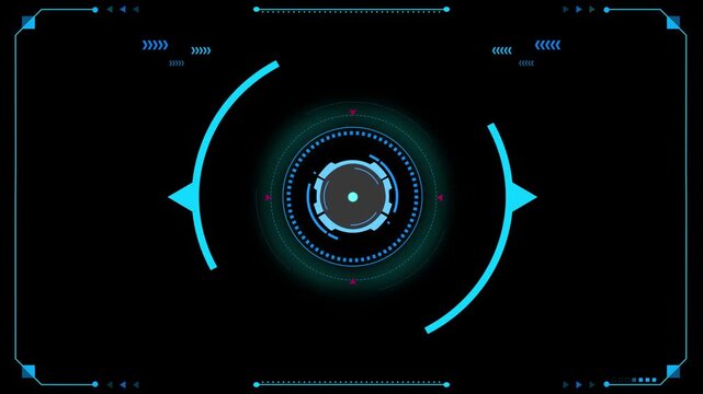 Futuristic circle HUD virtual display interface Technology animation, background for video intro, science fiction and hi-tech shapes Hologram Magic fantasy portal, teleport Virtual reality, cyberspace