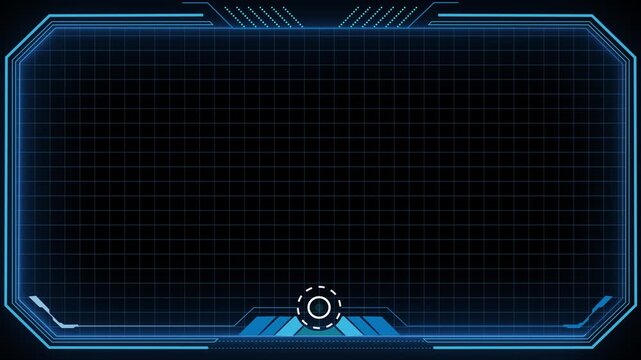 Technology HUD Loop Animation. Border Frame neon lighting color, element. Futuristic viewfinder of the future. graphics around the edges for movies, games and animation. 4K sci fi technology