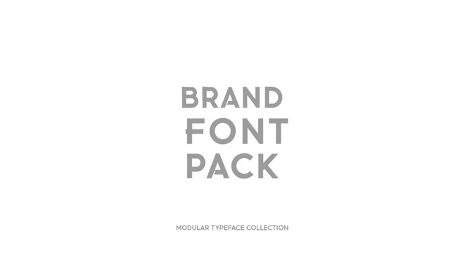 Brand font pack with modular typography collection on white background