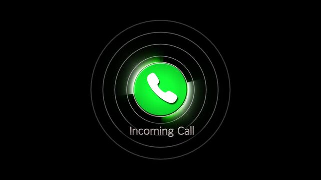 Animation of phone button icon ringing signal. Turning handset. Incoming phone call indication smartphone display Answering an call, call icon animation. call concept on mobile phone screen animation