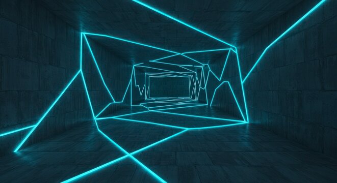 Neon lines forming laptop shape.
