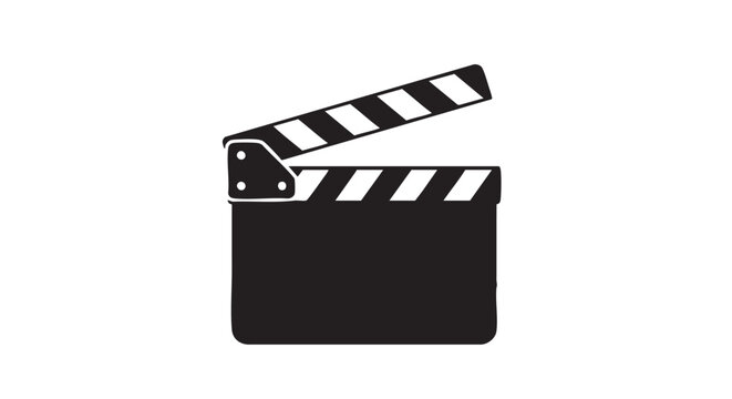 Black film clapper board in minimalist flat design for movie production