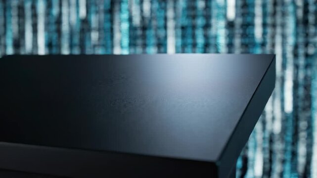 Close-up of sleek black electronic device.