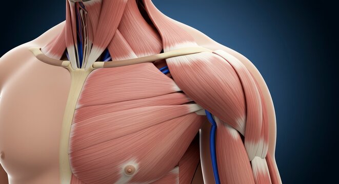 Human muscle anatomy upper body.