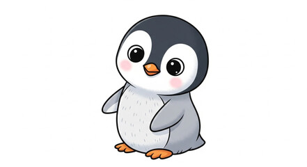 Fototapeta premium Cute cartoon penguin illustration isolated on white background.