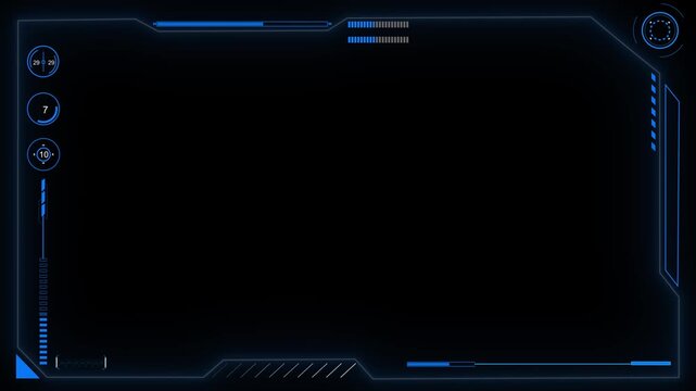 4K Rectangle Hud interface dynamic moving shapes. Stream starting bg. Technology Hud viewfinder motion graphic element static scientific games movies title video geometry line element.