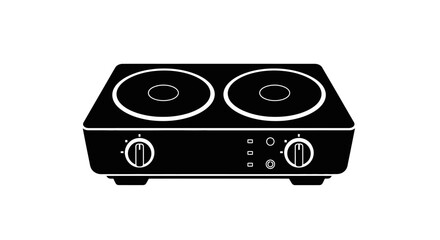 Obraz premium Black electric stovetop with two burners a minimalist silhouette