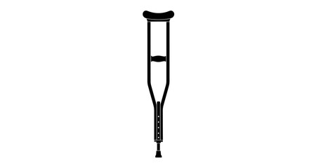 A black crutch stands isolated on a white background silhouette © Asia