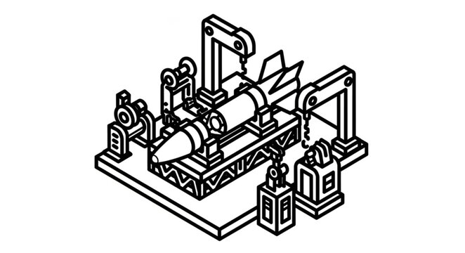 Industrial CNC Milling Machine With Robotic Tooling Apparatus.