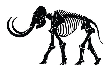 Mammoth Skeleton Fossil Shape Icon Silhouette Vector black design on a white background © 4k Vectors