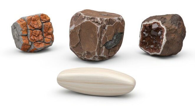 Three-dimensional brain maps highlighting regions of activity in different colors isolated on transparent background, isolated on white background