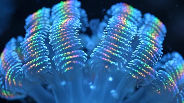 Vibrant iridescent coral reef underwater scene.