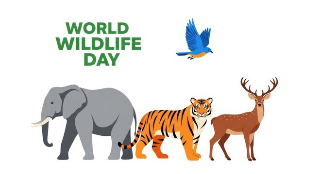 Celebrating world wildlife day with diverse animal silhouettes against a globe. isolated on transparent background, isolated on white background