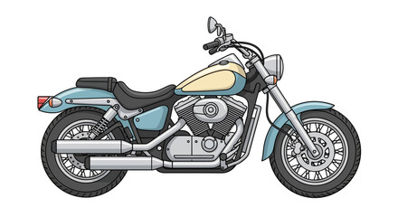 Teal and tan colored motorcycle vehicle. © Studio84