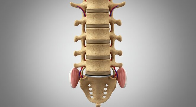 Human spine and sciatica nerves.