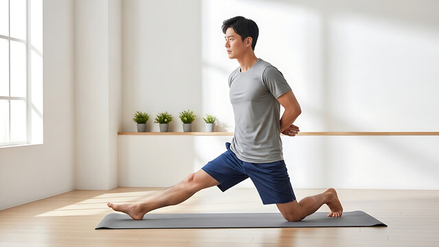 Concepts of strength training, relaxation and well-being on yoga mats