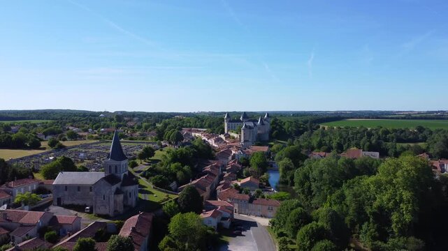Ch&acirc;teau de Verteuil drone shot in France