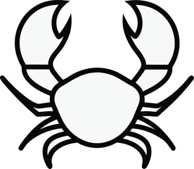 crab sideways stance with claws segmented body line art vector illustration on transparent background © Djujjol
