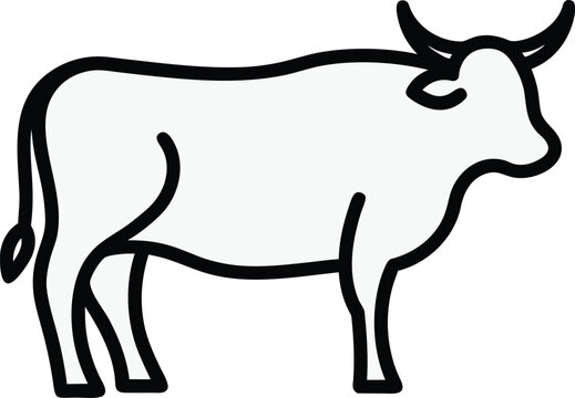 cow spotted or plain udder and horns optional line art vector illustration on transparent background