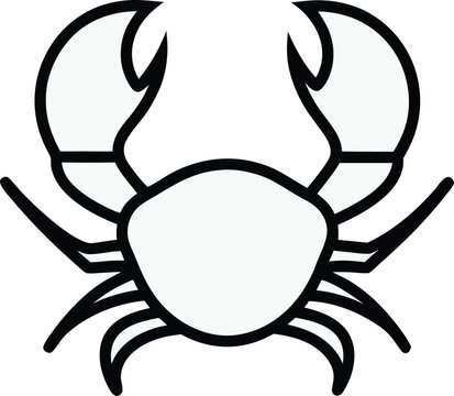 crab sideways stance with claws segmented body line art vector illustration on transparent background