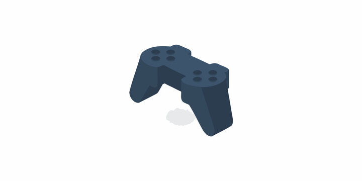 Isometric view of a dark blue video game controller illustration