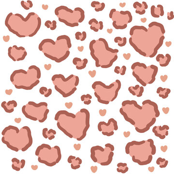 high quality brush cute kawaii soft watercolor vector painting drawing color cute simple design seamless pattern background cat leopard flower fashion style soft pink pastel heart dots love