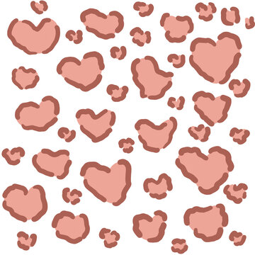 high quality brush cute kawaii soft watercolor vector painting drawing color cute simple design seamless pattern background cat leopard flower fashion style soft pink pastel heart loves