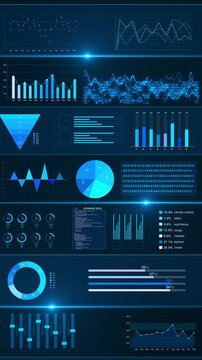 Modern User Interface Screen Global Analytics Holographic Elements, digital screen bar graphs, pie charts, world maps. for cybersecurity monitoring, data science reports, futuristic software concepts.