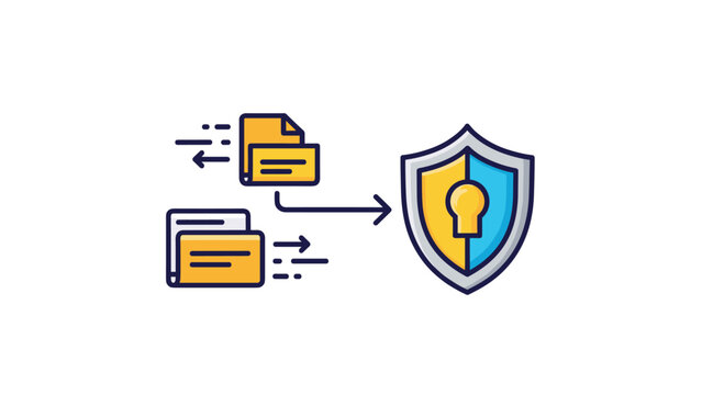 Digital security system demonstrates the encryption and protection of data files being transferred to a secure vault.