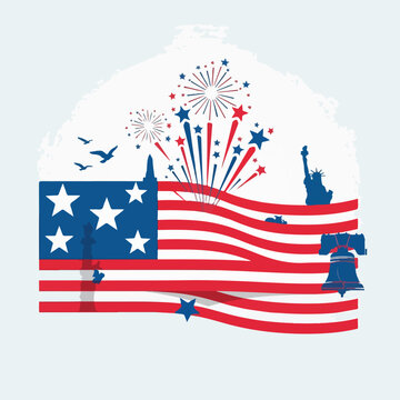 American Flag Patriotic Symbol Illustration.
