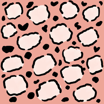 high quality brush cute kawaii soft watercolor vector painting drawing color cute simple design seamless pattern background cat leopard flower fashion style dark pinky pink baby choco brown