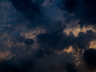 Fototapeta premium Cloud storm sky dark rain lightning thunder stormy typhoon nature light scene rainy atmosphere damage effect carbon dioxide dust air pollution 2.5 Pm, texture nature windstorm weather skyscape.
