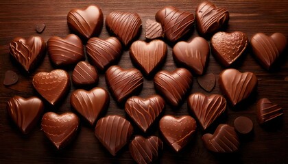Fototapeta premium Heart-shaped chocolates - A sweet Valentines Day treat for your loved ones.