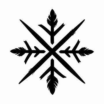 Single black Nordic bindrune icon, mystical Viking sigil for strength and protection, flat vector illustration of an ancient spiritual rune isolated on white background, minimalist tribal art.