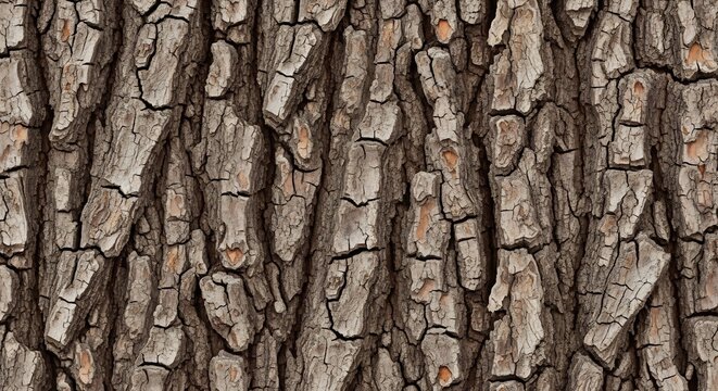 Close up of rough textured tree bark with deep crevices and natural patterns.