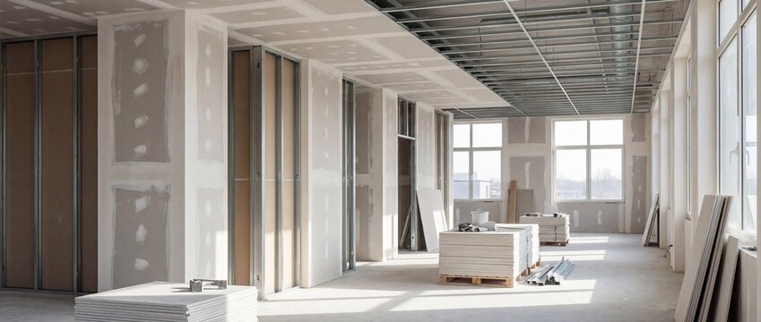 Interior construction of an office space, renovation, and development of the workplace