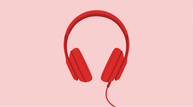 Red Headphones on Pink Background.