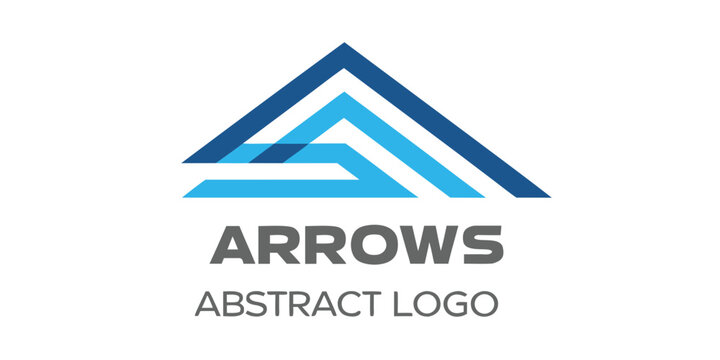 Abstract logo featuring layered blue triangles and the word arrows