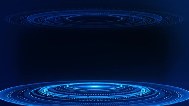 4K Loading target intro Hologram HUD circle interfaces Abstract sci-fi tunnel cyberspace. 3D portal Futuristic fantasy high-tech funnel wireframe tunnel Circle elements Sci Fi circle elements backdrop