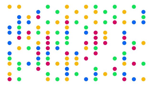 Retro game-like vibrant multicolor blocks randomly appearing and disappearing on a white background, ideal for abstract motion graphics, playful data visualization, and creative design projects.